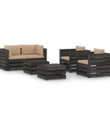 VidaXL 6-delige Loungeset met kussens grijs geïmpregneerd hout