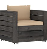 VidaXL 6-delige Loungeset met kussens grijs geïmpregneerd hout