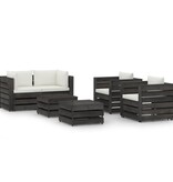 VidaXL 6-delige Loungeset met kussens grijs geïmpregneerd hout
