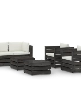 VidaXL 6-delige Loungeset met kussens grijs geïmpregneerd hout