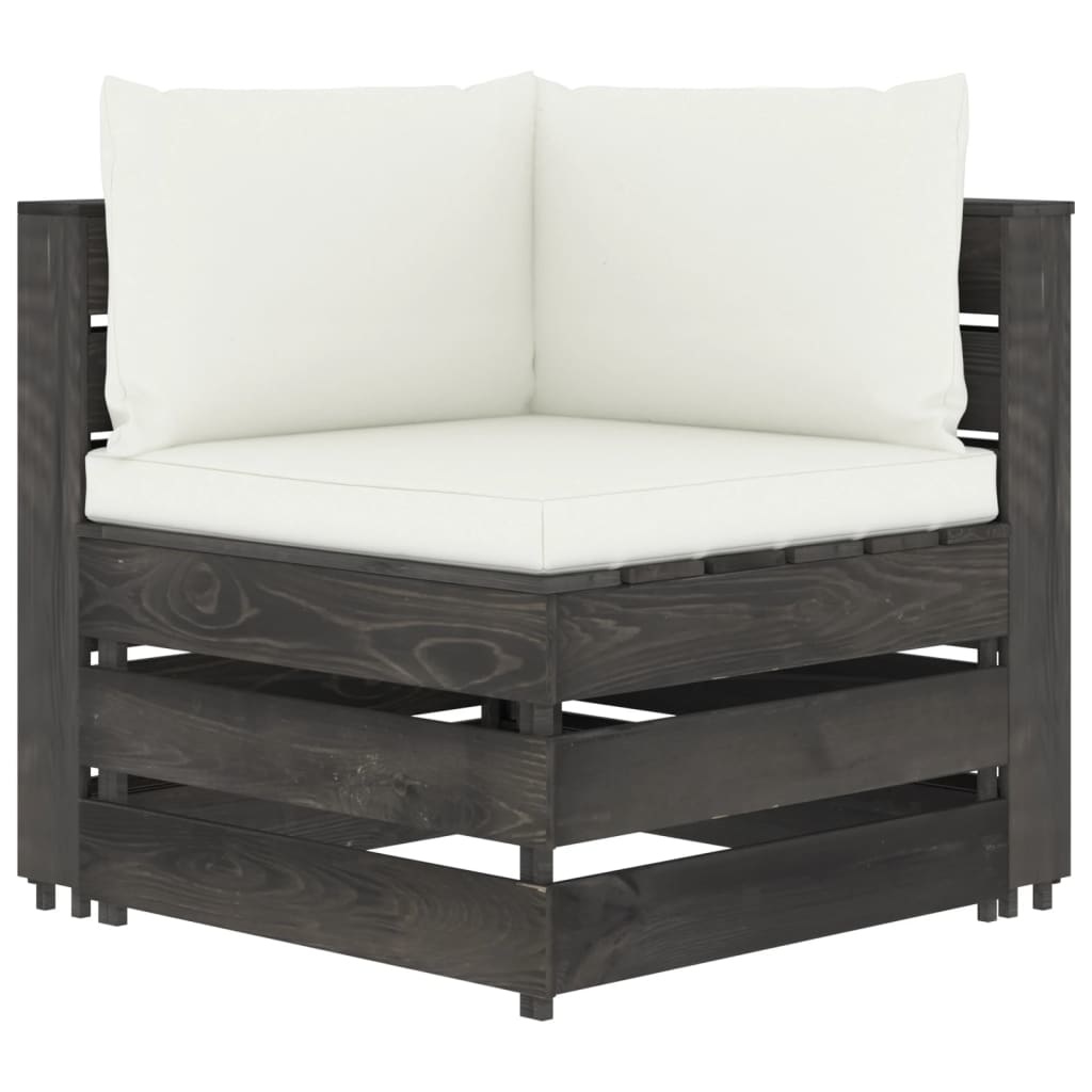 VidaXL 6-delige Loungeset met kussens grijs geïmpregneerd hout