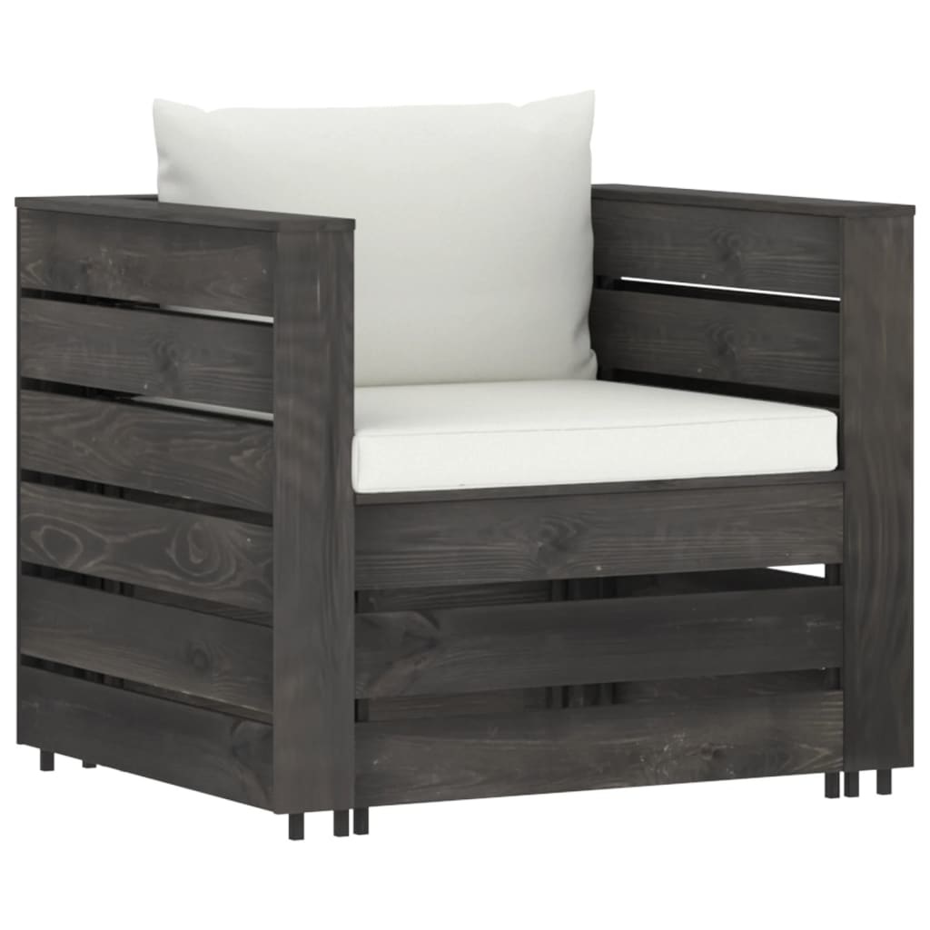 VidaXL 6-delige Loungeset met kussens grijs geïmpregneerd hout