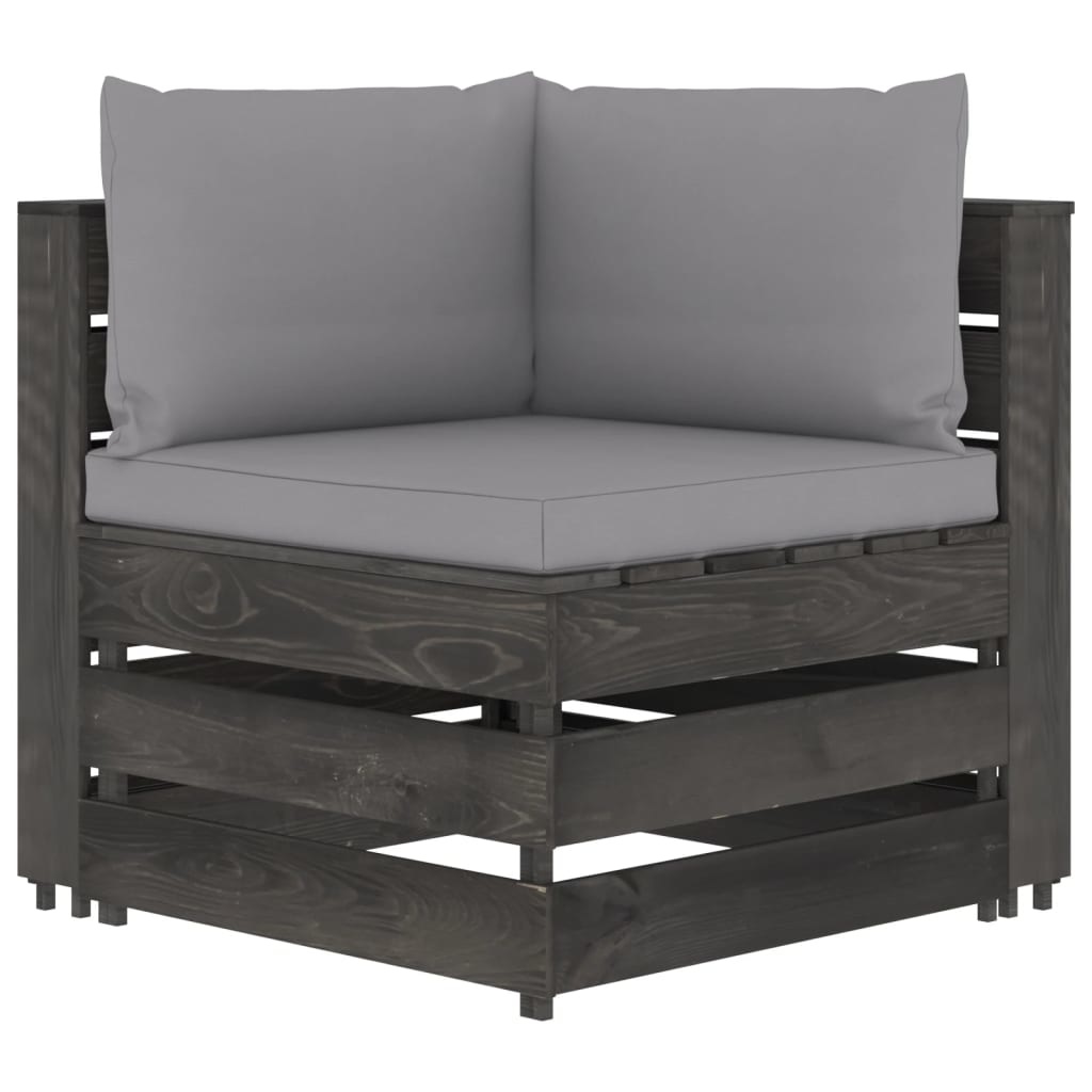 VidaXL 6-delige Loungeset met kussens grijs geïmpregneerd hout