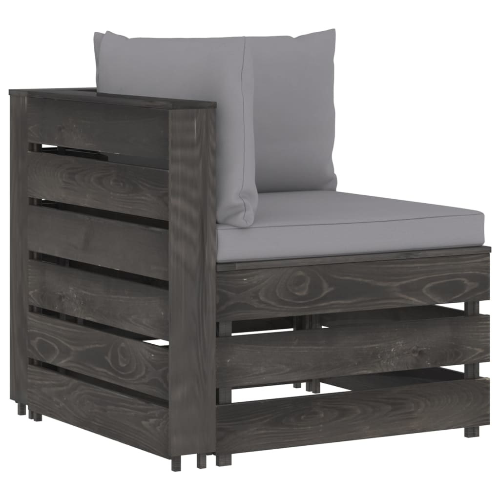 VidaXL 6-delige Loungeset met kussens grijs geïmpregneerd hout