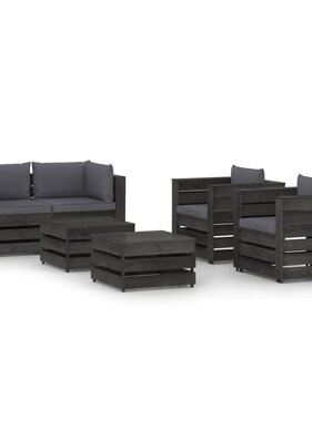 VidaXL 6-delige Loungeset met kussens grijs geïmpregneerd hout