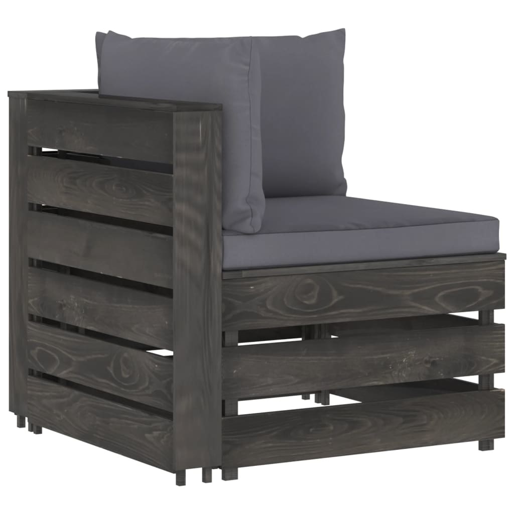 VidaXL 6-delige Loungeset met kussens grijs geïmpregneerd hout