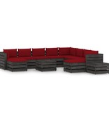 VidaXL 12-delige Loungeset met kussens grijs geïmpregneerd hout