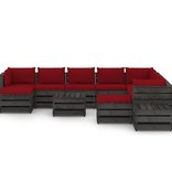 VidaXL 12-delige Loungeset met kussens grijs geïmpregneerd hout