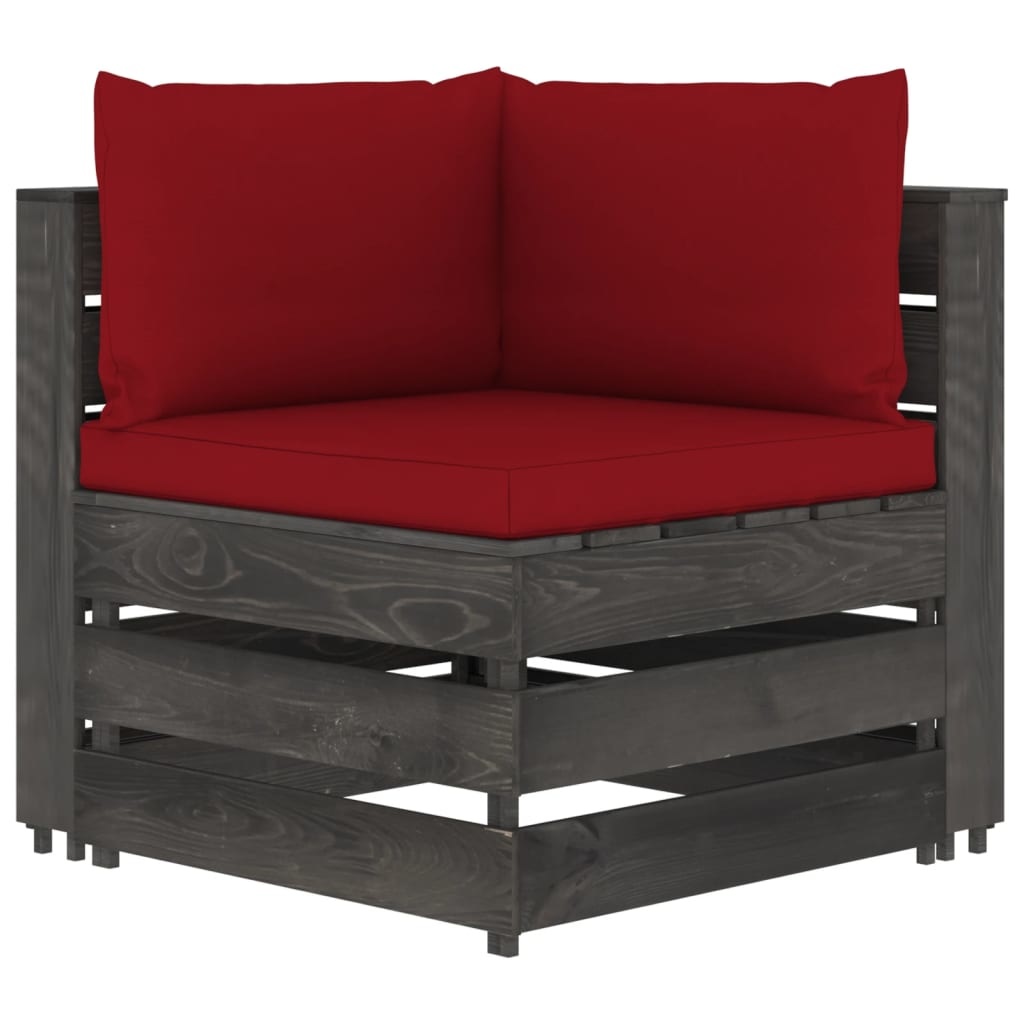 VidaXL 12-delige Loungeset met kussens grijs geïmpregneerd hout