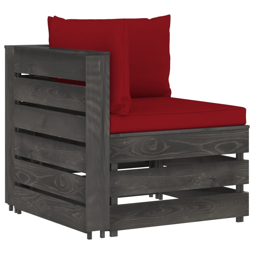 VidaXL 12-delige Loungeset met kussens grijs geïmpregneerd hout
