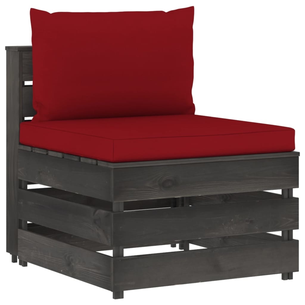 VidaXL 12-delige Loungeset met kussens grijs geïmpregneerd hout