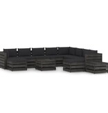 VidaXL 12-delige Loungeset met kussens grijs geïmpregneerd hout