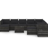 VidaXL 12-delige Loungeset met kussens grijs geïmpregneerd hout