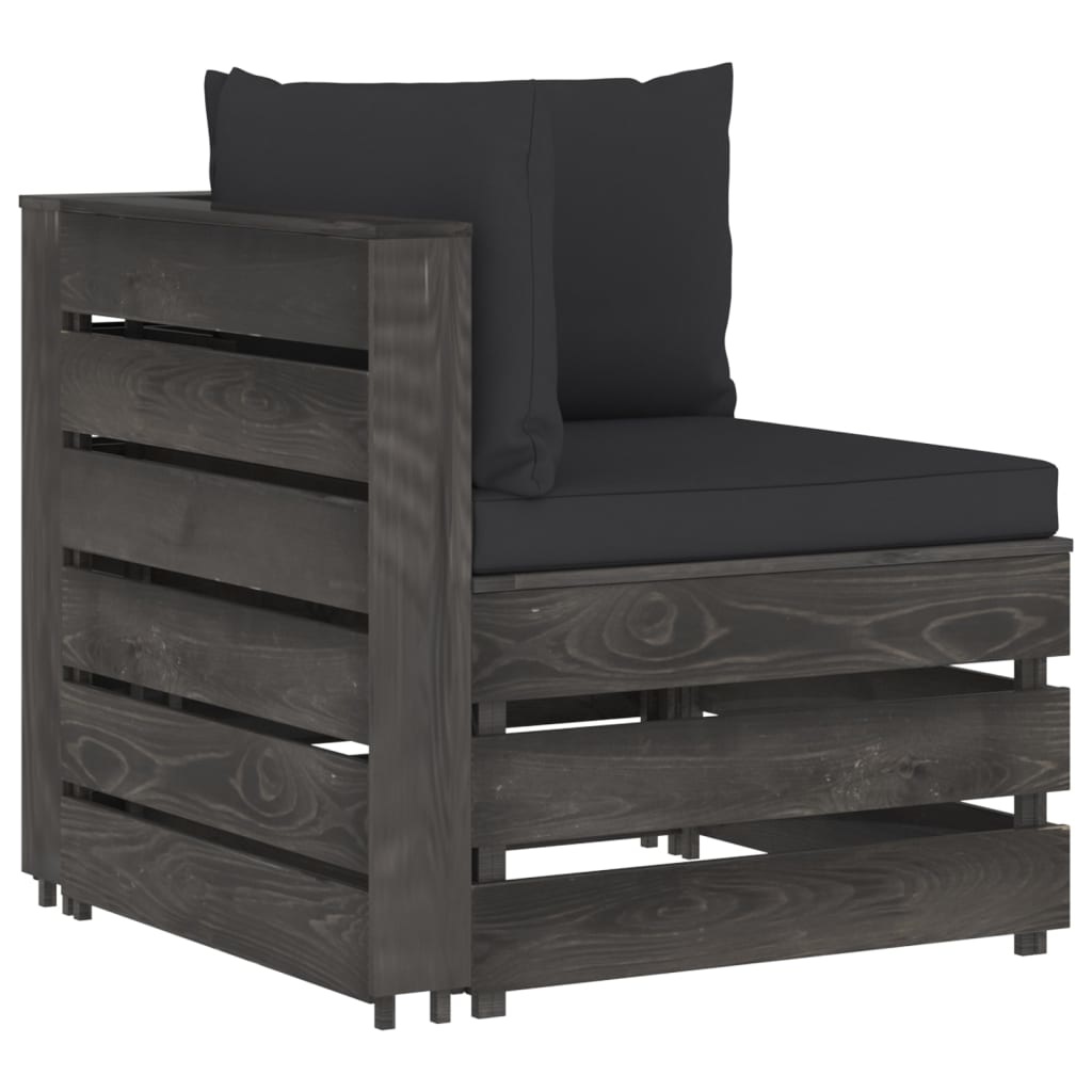 VidaXL 12-delige Loungeset met kussens grijs geïmpregneerd hout