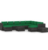 VidaXL 12-delige Loungeset met kussens grijs geïmpregneerd hout