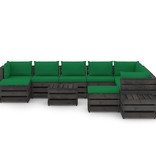 VidaXL 12-delige Loungeset met kussens grijs geïmpregneerd hout