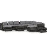 VidaXL 12-delige Loungeset met kussens grijs geïmpregneerd hout