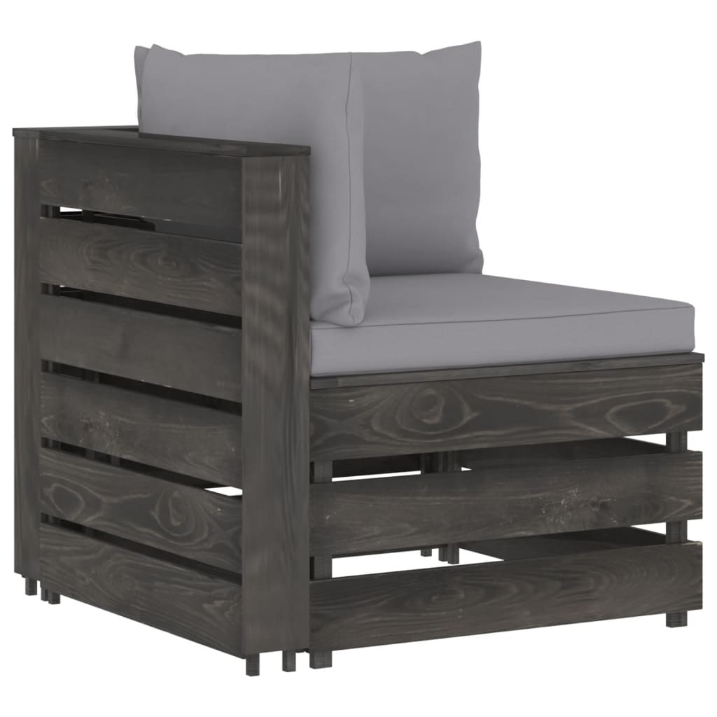 VidaXL 12-delige Loungeset met kussens grijs geïmpregneerd hout