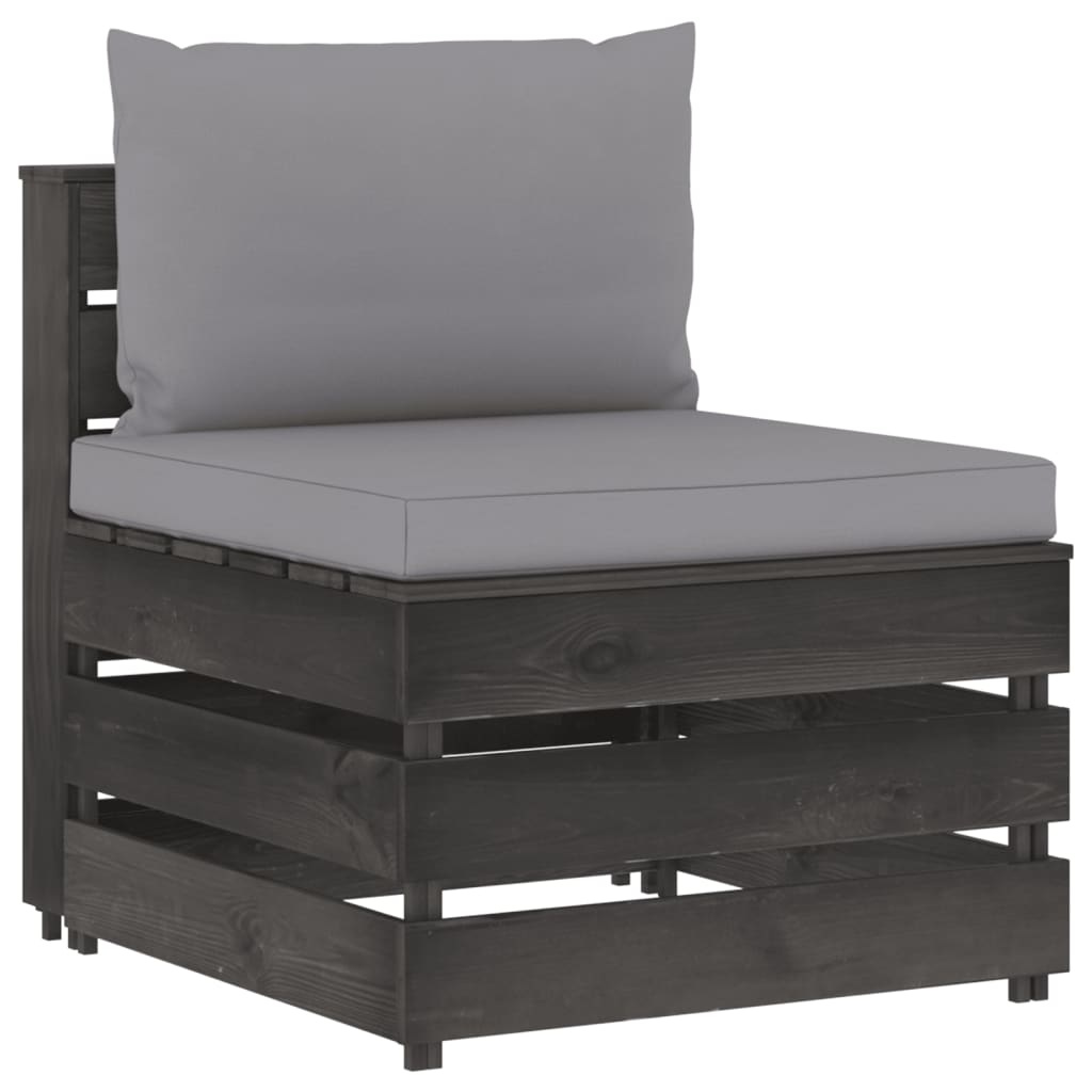 VidaXL 12-delige Loungeset met kussens grijs geïmpregneerd hout