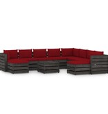 VidaXL 11-delige Loungeset met kussens grijs geïmpregneerd hout