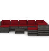 VidaXL 11-delige Loungeset met kussens grijs geïmpregneerd hout