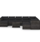 VidaXL 11-delige Loungeset met kussens grijs geïmpregneerd hout