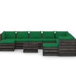 VidaXL 11-delige Loungeset met kussens grijs geïmpregneerd hout