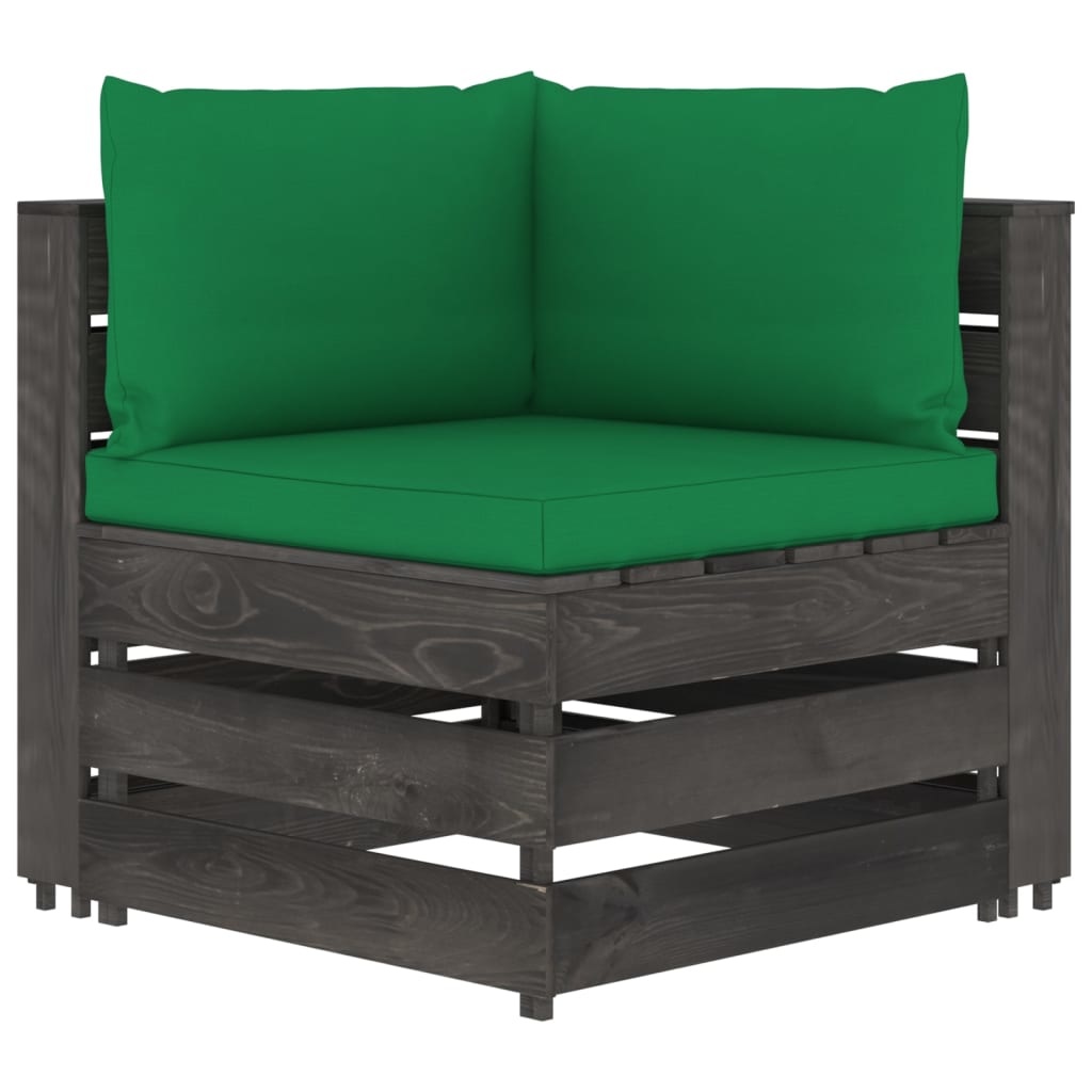 VidaXL 11-delige Loungeset met kussens grijs geïmpregneerd hout