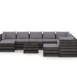VidaXL 11-delige Loungeset met kussens grijs geïmpregneerd hout