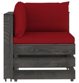 VidaXL 10-delige Loungeset met kussens grijs geïmpregneerd hout