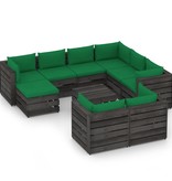 VidaXL 10-delige Loungeset met kussens grijs geïmpregneerd hout