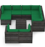 VidaXL 10-delige Loungeset met kussens grijs geïmpregneerd hout