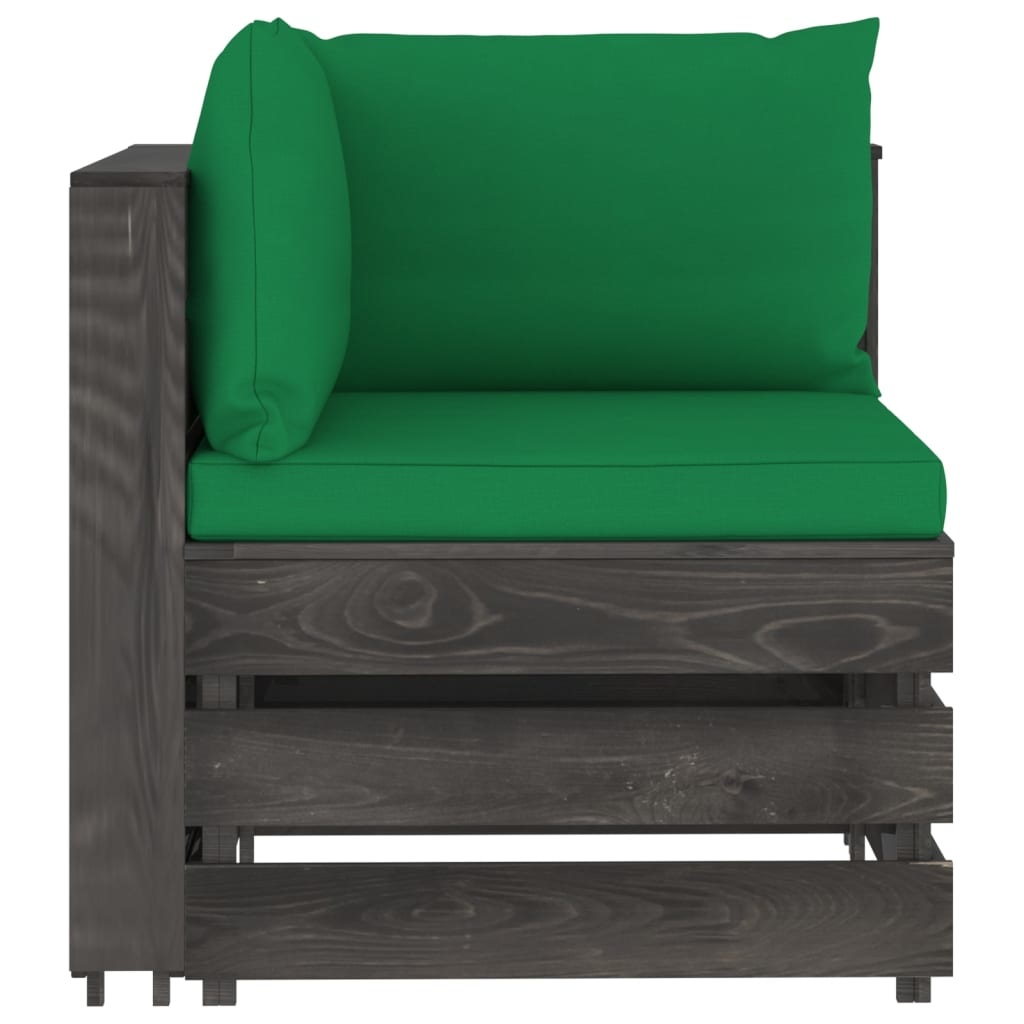 VidaXL 10-delige Loungeset met kussens grijs geïmpregneerd hout