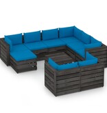 VidaXL 10-delige Loungeset met kussens grijs geïmpregneerd hout