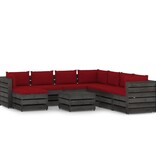 VidaXL 9-delige Loungeset met kussens grijs geïmpregneerd hout