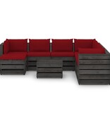 VidaXL 9-delige Loungeset met kussens grijs geïmpregneerd hout