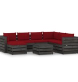 VidaXL 8-delige Loungeset met kussens grijs geïmpregneerd hout
