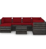 VidaXL 8-delige Loungeset met kussens grijs geïmpregneerd hout