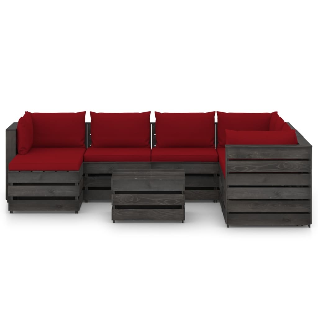VidaXL 8-delige Loungeset met kussens grijs geïmpregneerd hout