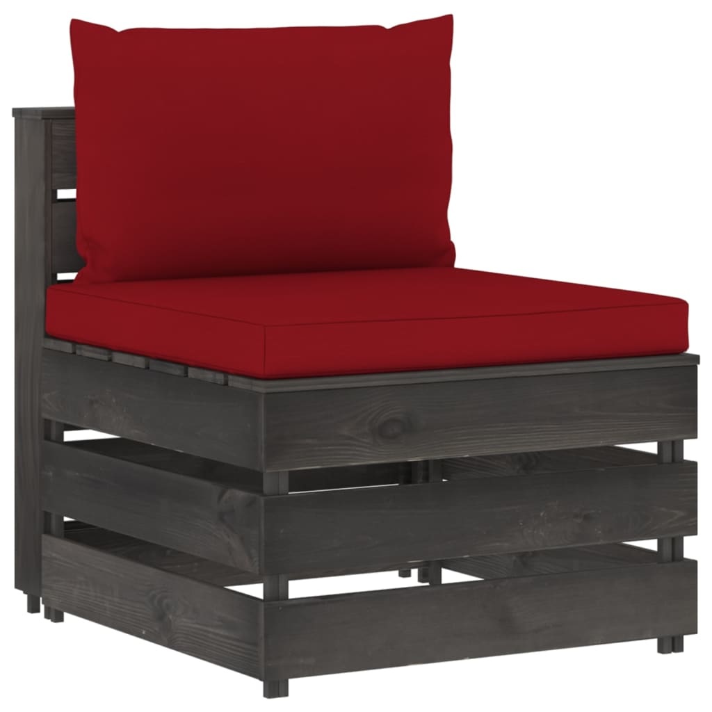 VidaXL 8-delige Loungeset met kussens grijs geïmpregneerd hout