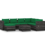 VidaXL 8-delige Loungeset met kussens grijs geïmpregneerd hout