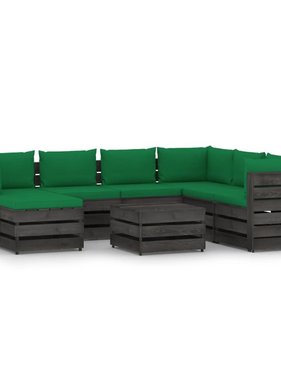 VidaXL 8-delige Loungeset met kussens grijs geïmpregneerd hout