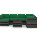 VidaXL 8-delige Loungeset met kussens grijs geïmpregneerd hout