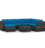 VidaXL 8-delige Loungeset met kussens grijs geïmpregneerd hout