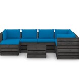 VidaXL 8-delige Loungeset met kussens grijs geïmpregneerd hout