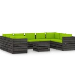 VidaXL 10-delige Loungeset met kussens grijs geïmpregneerd hout