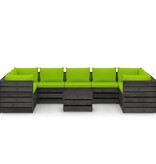 VidaXL 10-delige Loungeset met kussens grijs geïmpregneerd hout