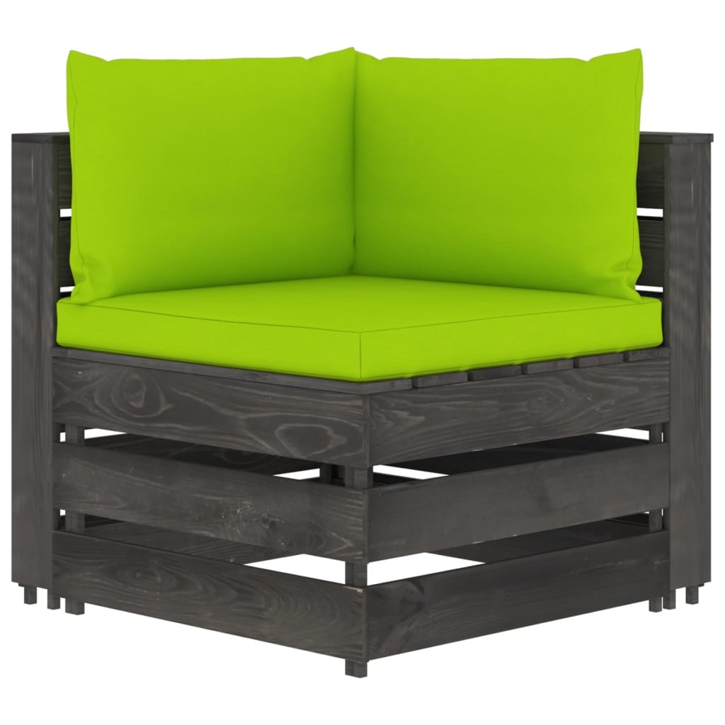 VidaXL 10-delige Loungeset met kussens grijs geïmpregneerd hout