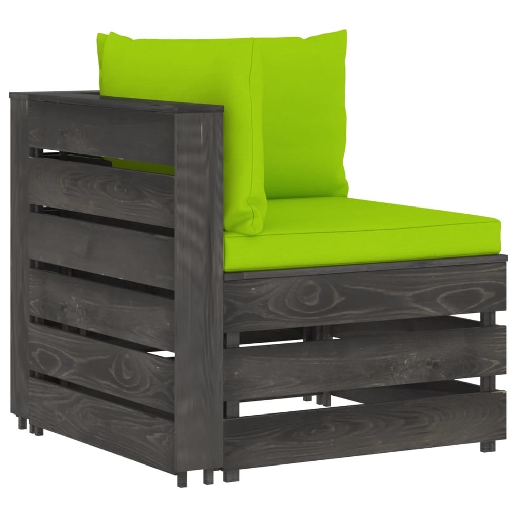 VidaXL 10-delige Loungeset met kussens grijs geïmpregneerd hout