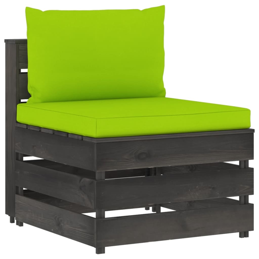 VidaXL 10-delige Loungeset met kussens grijs geïmpregneerd hout